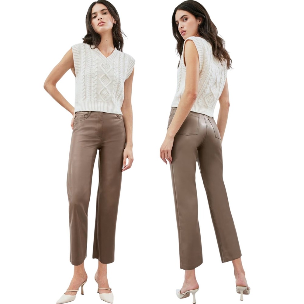 Aritizia Wilfred Melina Vegan Leather Pants 00 Brown Straight Leg Minimalist